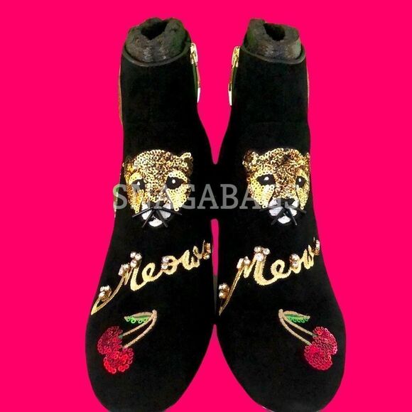 KATE SPADE NIB LIVERPOOL BLACK KID SUEDE ANKLE BOOTS SPARKLY EMBELLISHED SIZE 8M - Picture 13 of 13